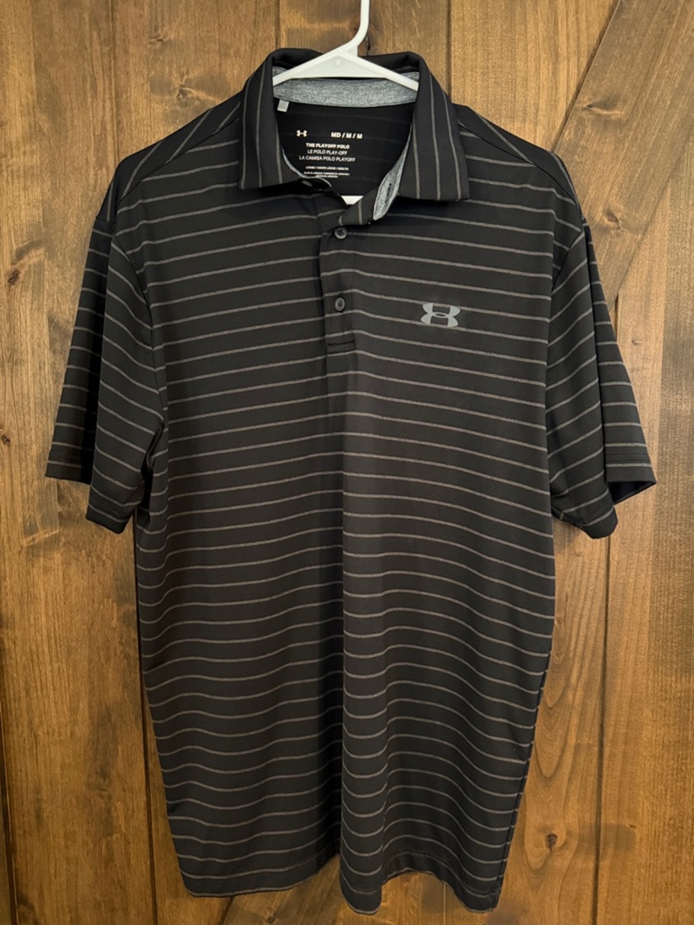 Under Armour Black & Gray Striped Performance Polo